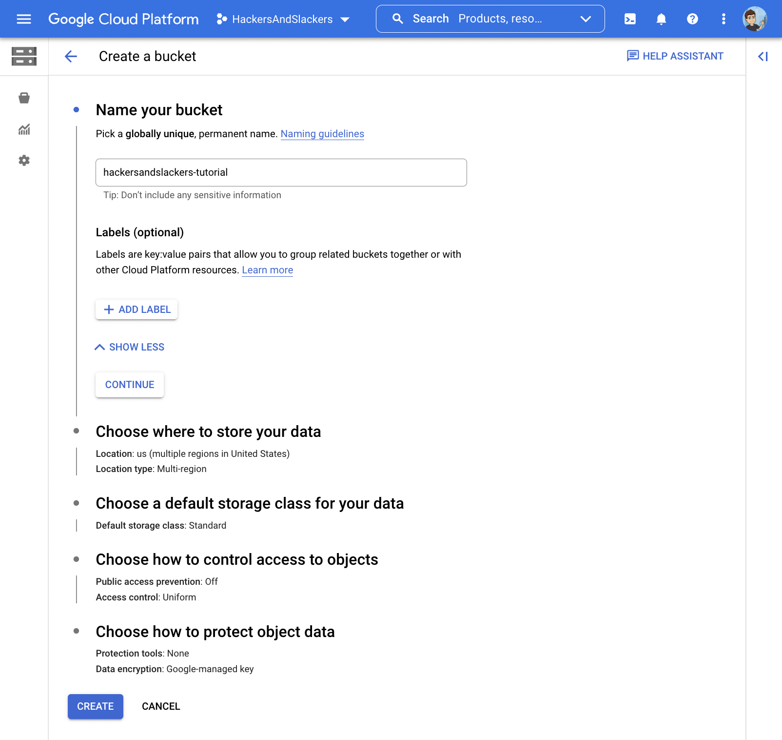 Configure your bucket & keep it simple