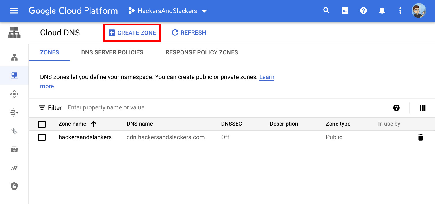 Add a DNS zone to serve assets from a vanity domain