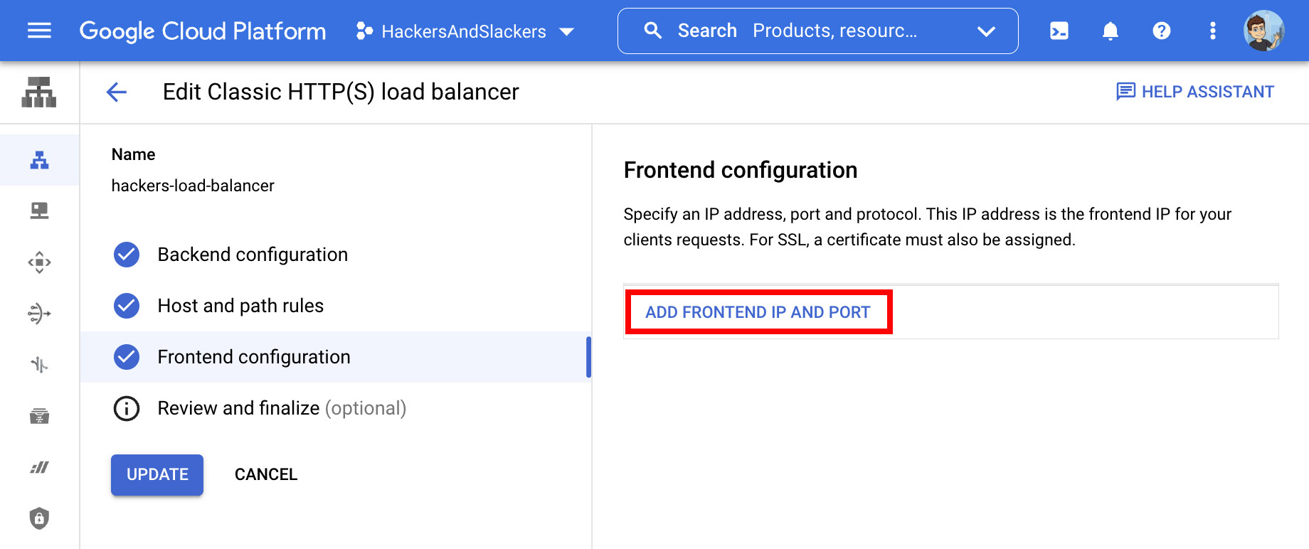 Map an IP address to your backend bucket