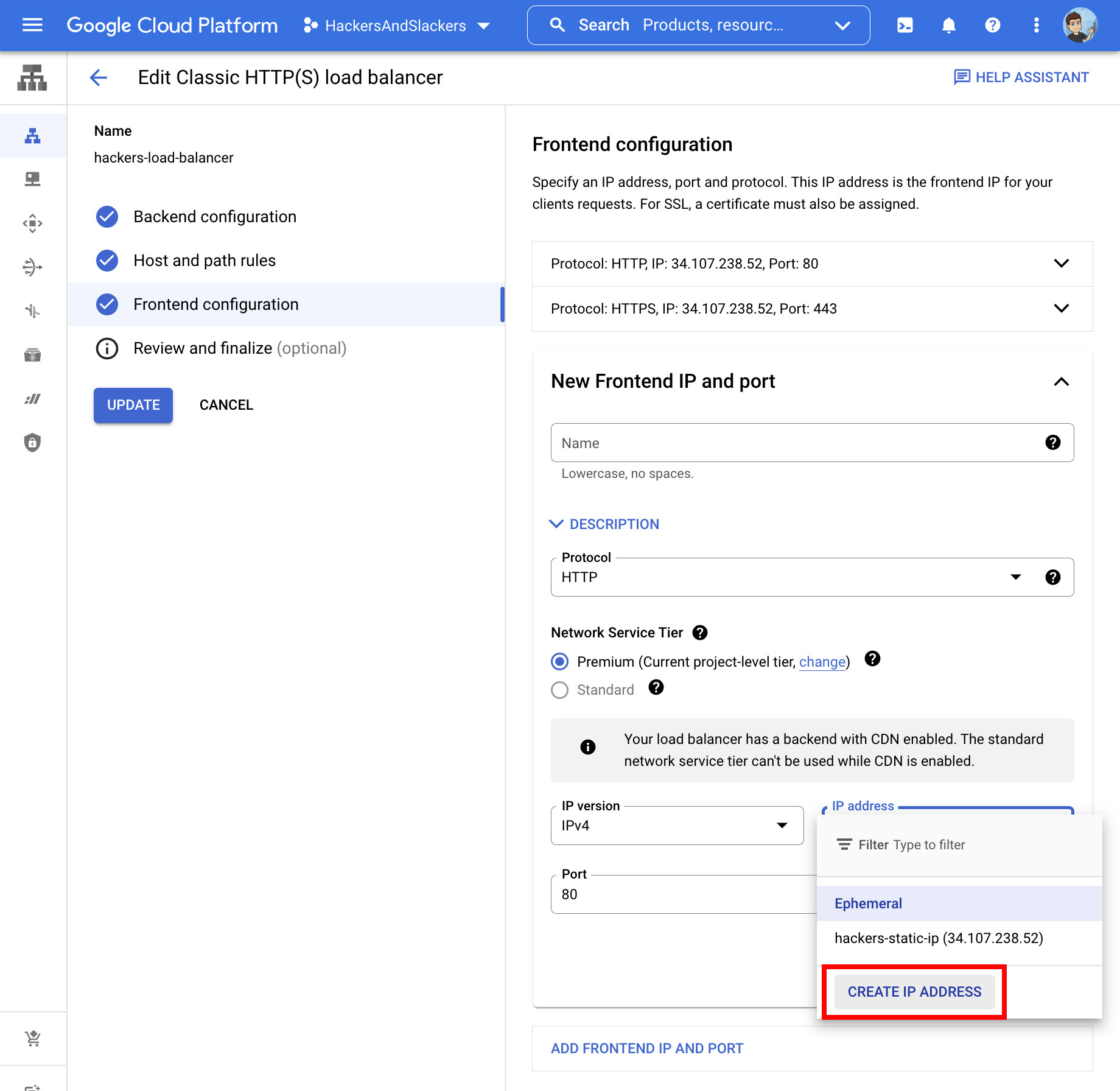 Reserve and assign a static IP address