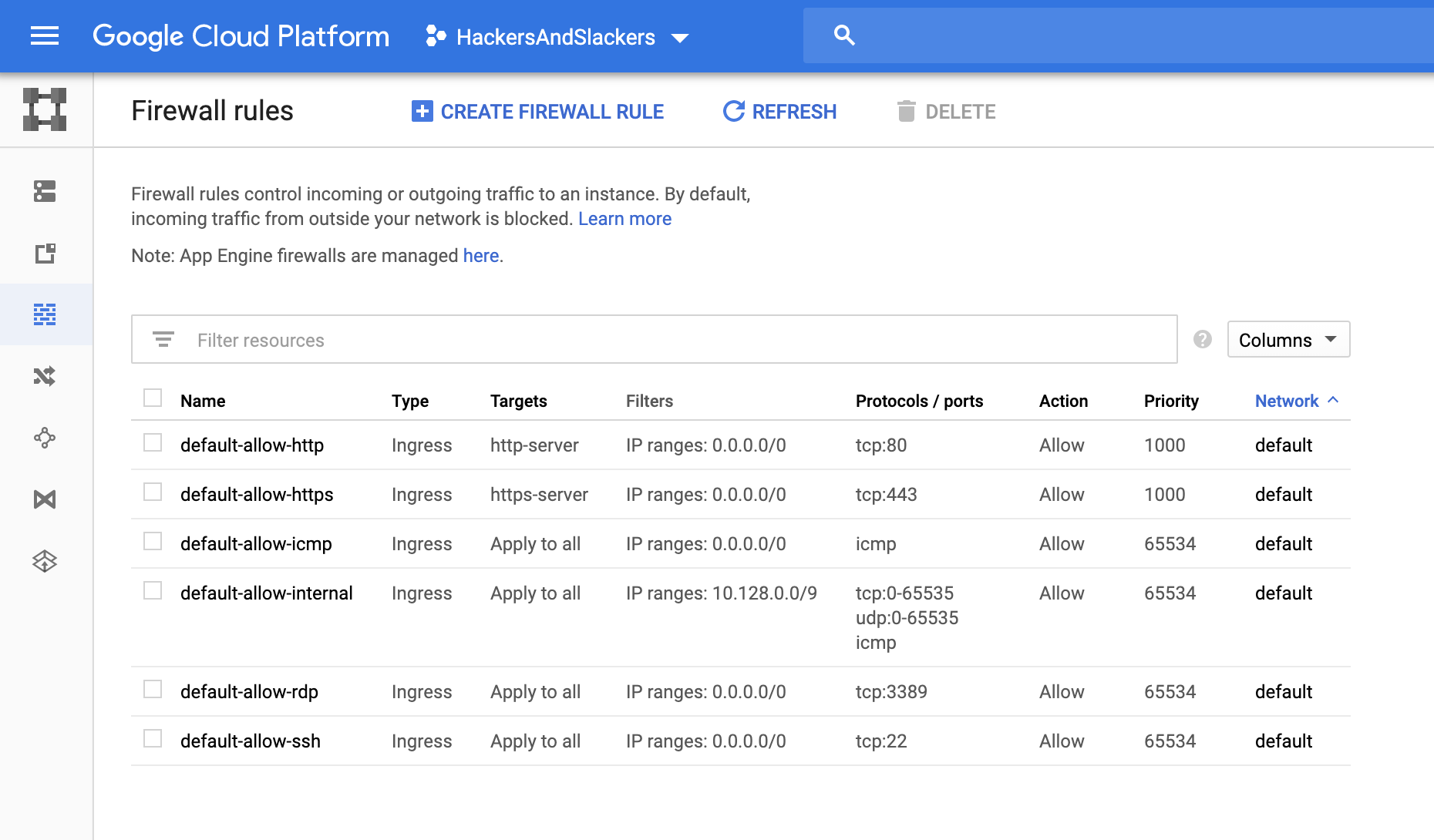 Manage firewall rules via GUI